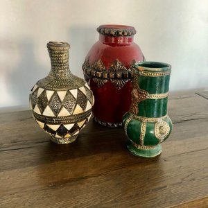 Sahara Ceramic and Embossed Metal Vase